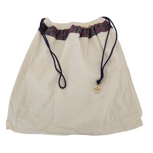Tory Burch Natural Dust Bag with Purple and Green Print Accent